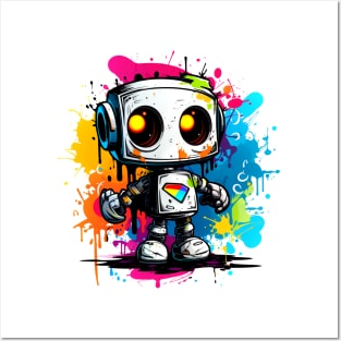 Cute cartoon Robot. Funny cyborg. Posters and Art